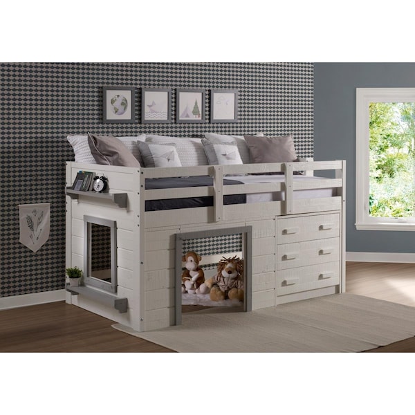 Donco Kids Donco Kids PD-1830TLWG Sweet Dreams Low Loft; White & Grey PD_1830TLWG - main
